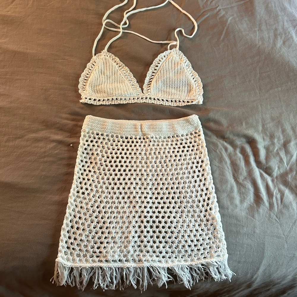 Crochet Triangle Top and Skirt Set